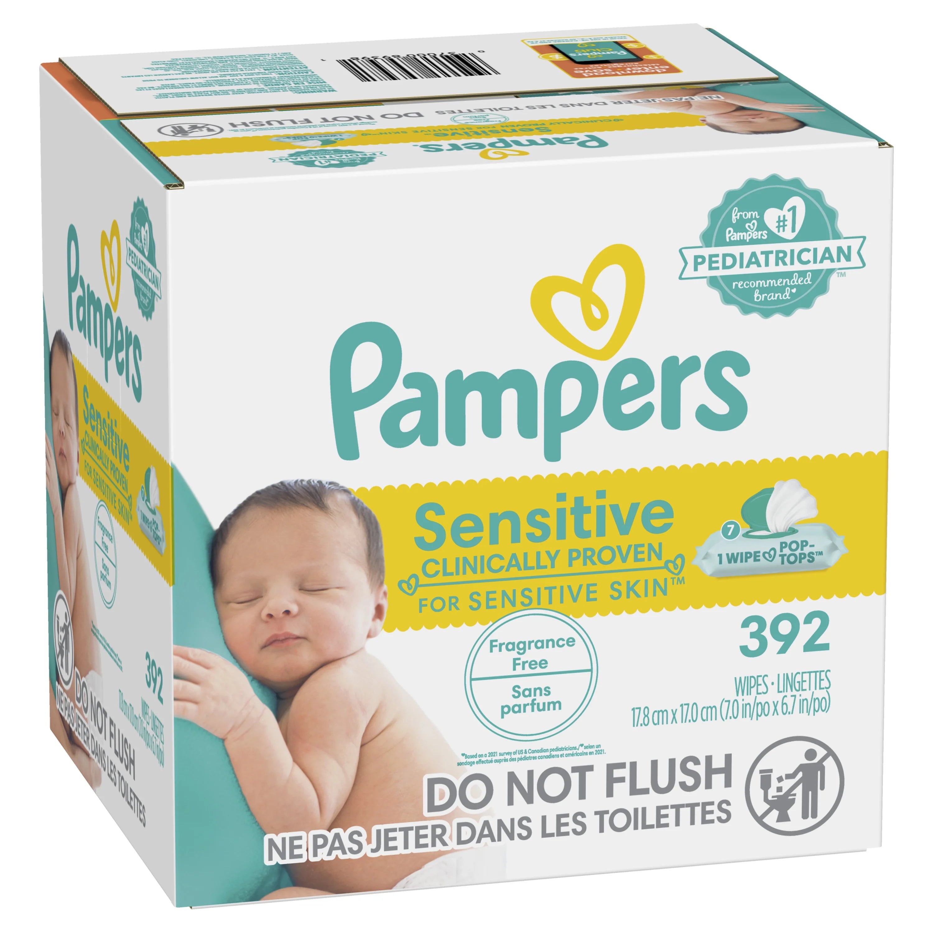 Perfume Free Baby Wipes, 7X Pop-Top Packs, 392 Ct D881