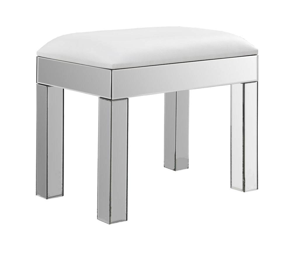 White Upholstered Vanity Stool W35852