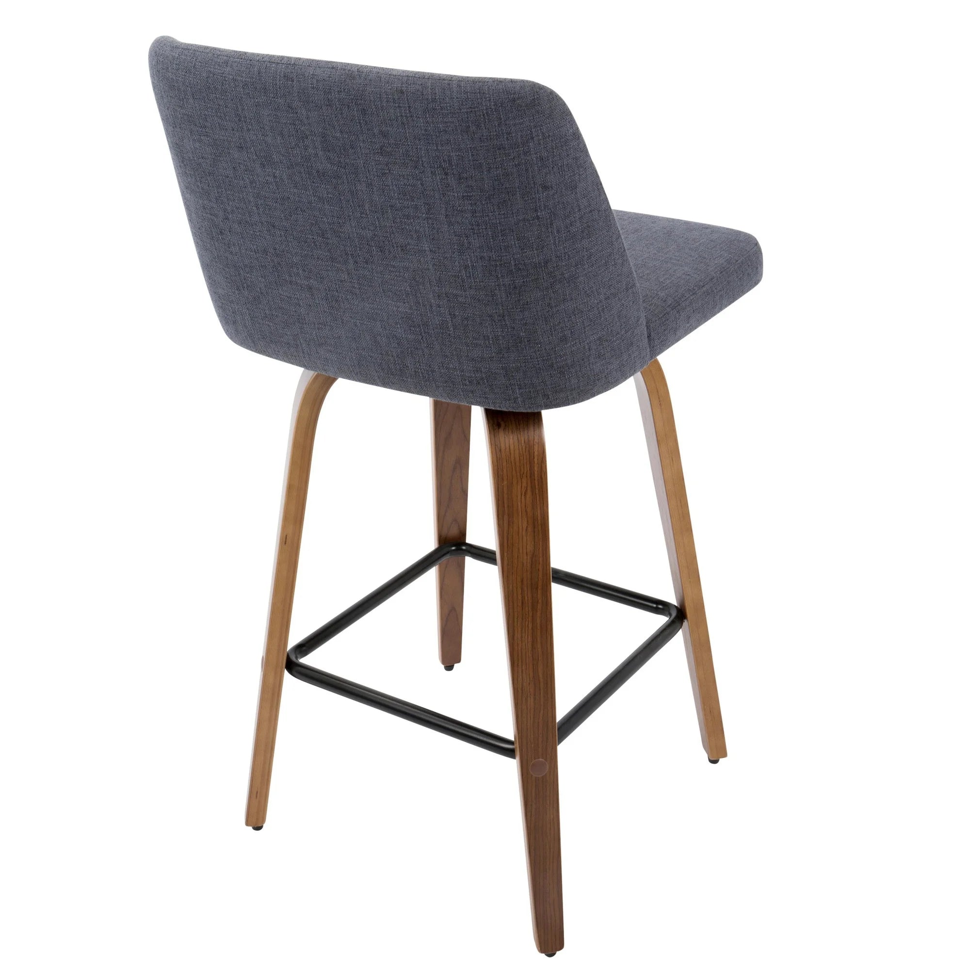 Walnut and Blue Fabric Counter Stool Set of 2 C90980