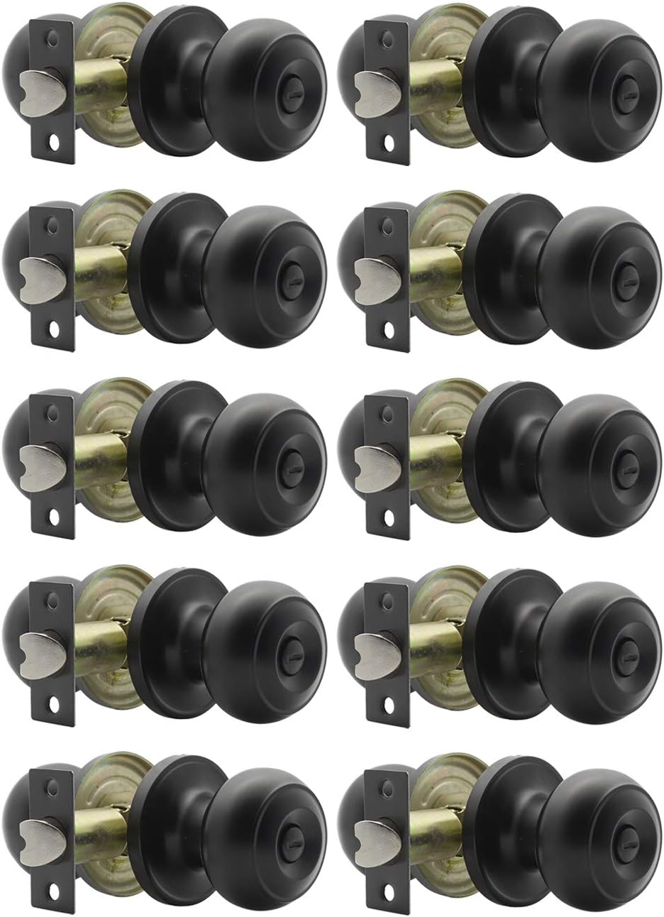 Black Keyless Passage Door Knobs Stainless Steel 5 Pack Q32718