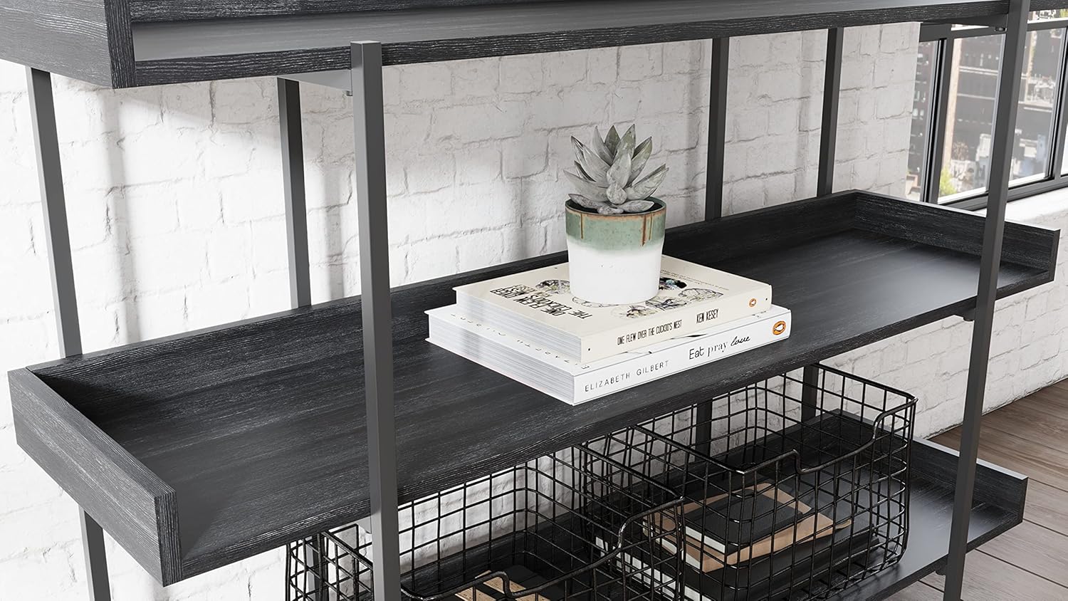 Black 3-Tier Bookcase S142