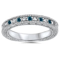 1/4ct Blue & White Diamond Vintage Wedding Ring 14K White Gold I647018