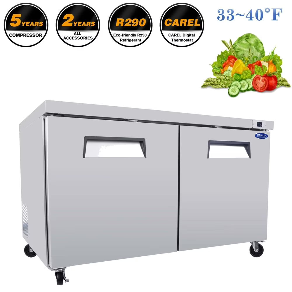60" Commercial Stainless Steel Undercounter Work Top Refrigerator 18Cu.Ft F928