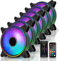 6 Pack 120mm RGB Addressable PC Case Fan with Hub and Remote L965542