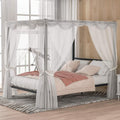 Queen Size Metal Canopy Bed Frame with Built-in Headboard D91300