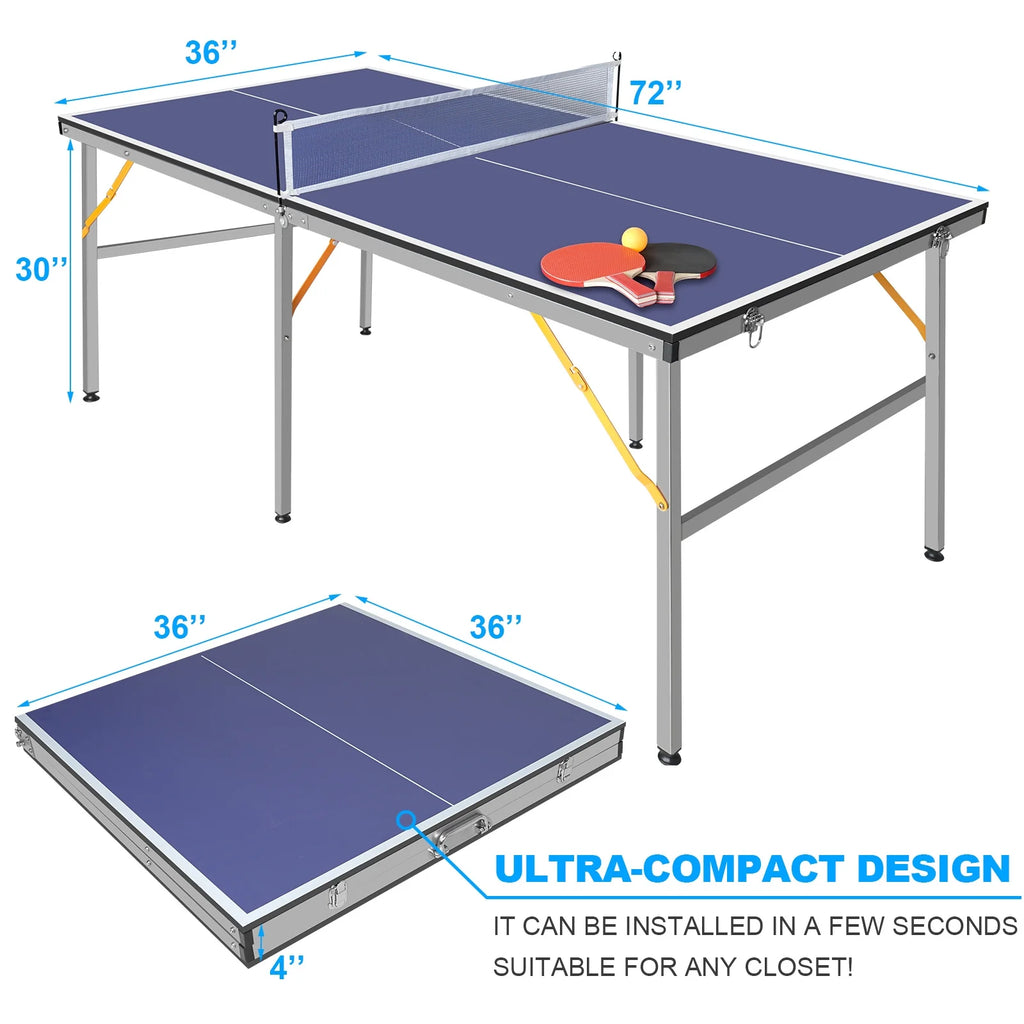 6Ft Table Tennis Table Set with 2 Paddles and 3 Balls G303