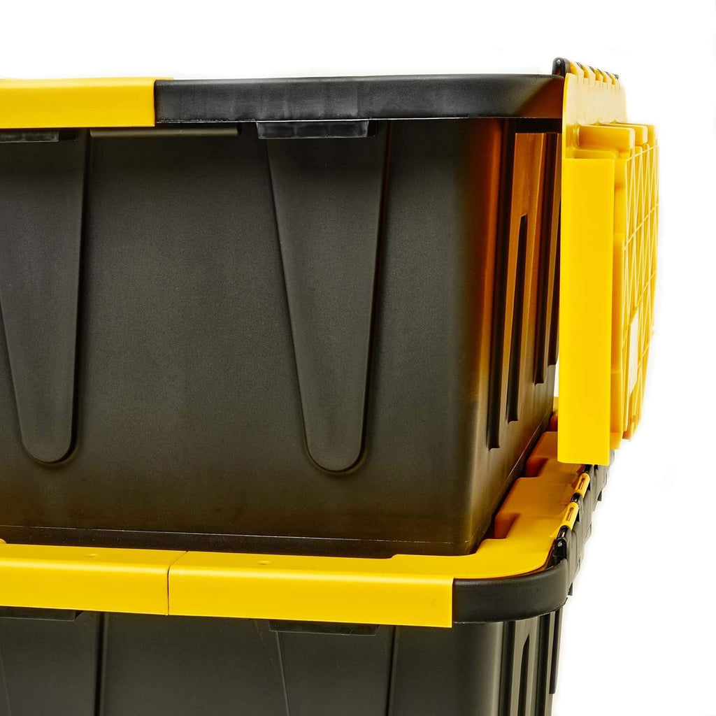 15 Gallon Plastic Storage Container, Black and Yellow, Pack of 6 H7313