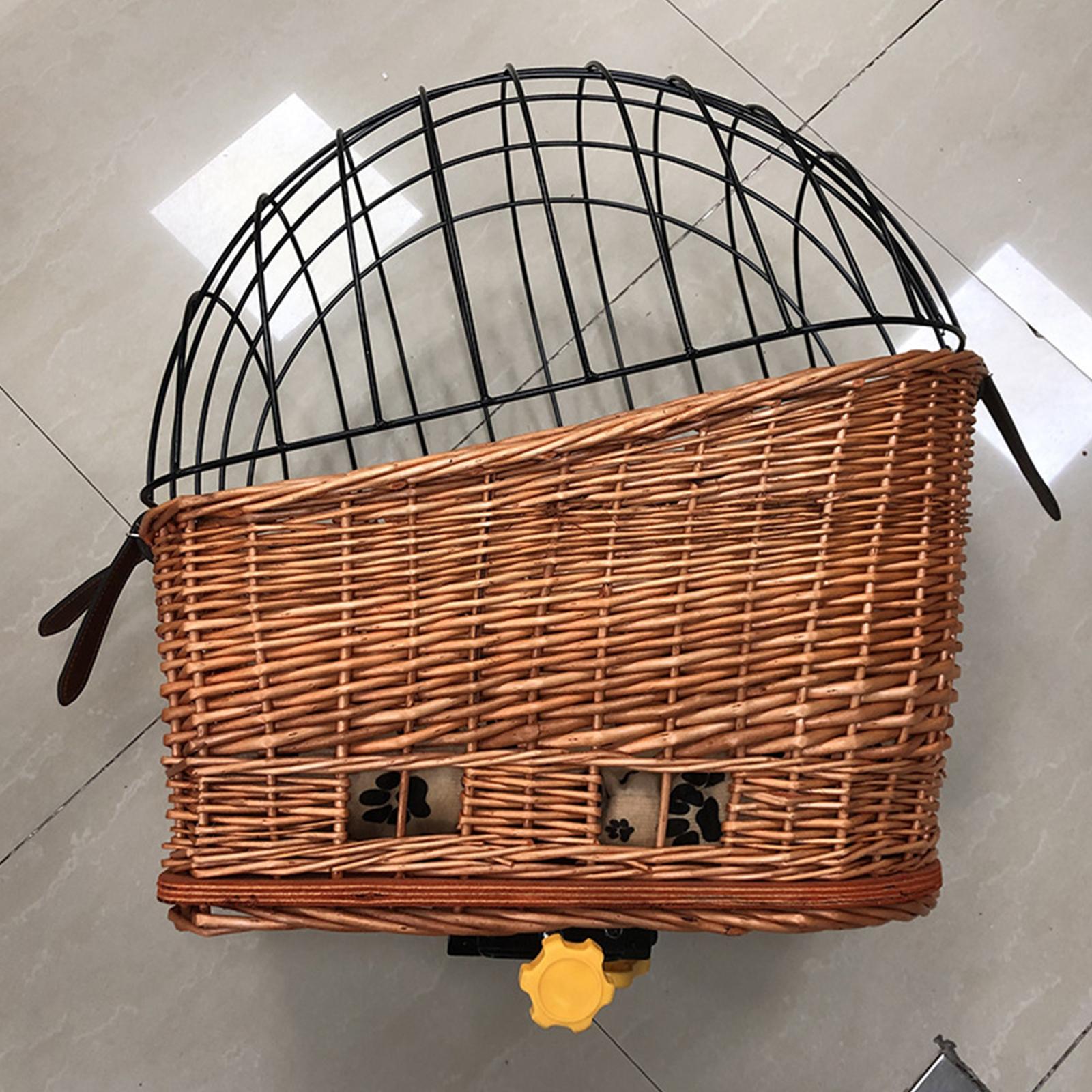 Handwoven Wicker Bike Basket with Wire B6560