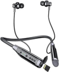 Wireless Bluetooth Neckband Earphones with TF Card Slot, 100H Playtime, Black A448