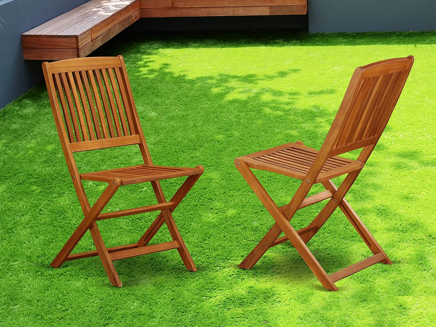 Solid Acacia Wood Folding Arm Chair Set of Two Z858131