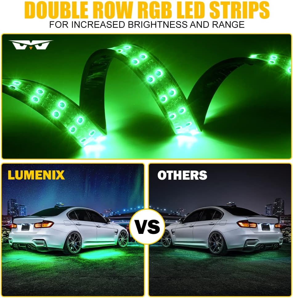 Car Underglow Lights Kit, RGB LED Neon Lights with Wireless Remote & App Control, 4PCS Q82251