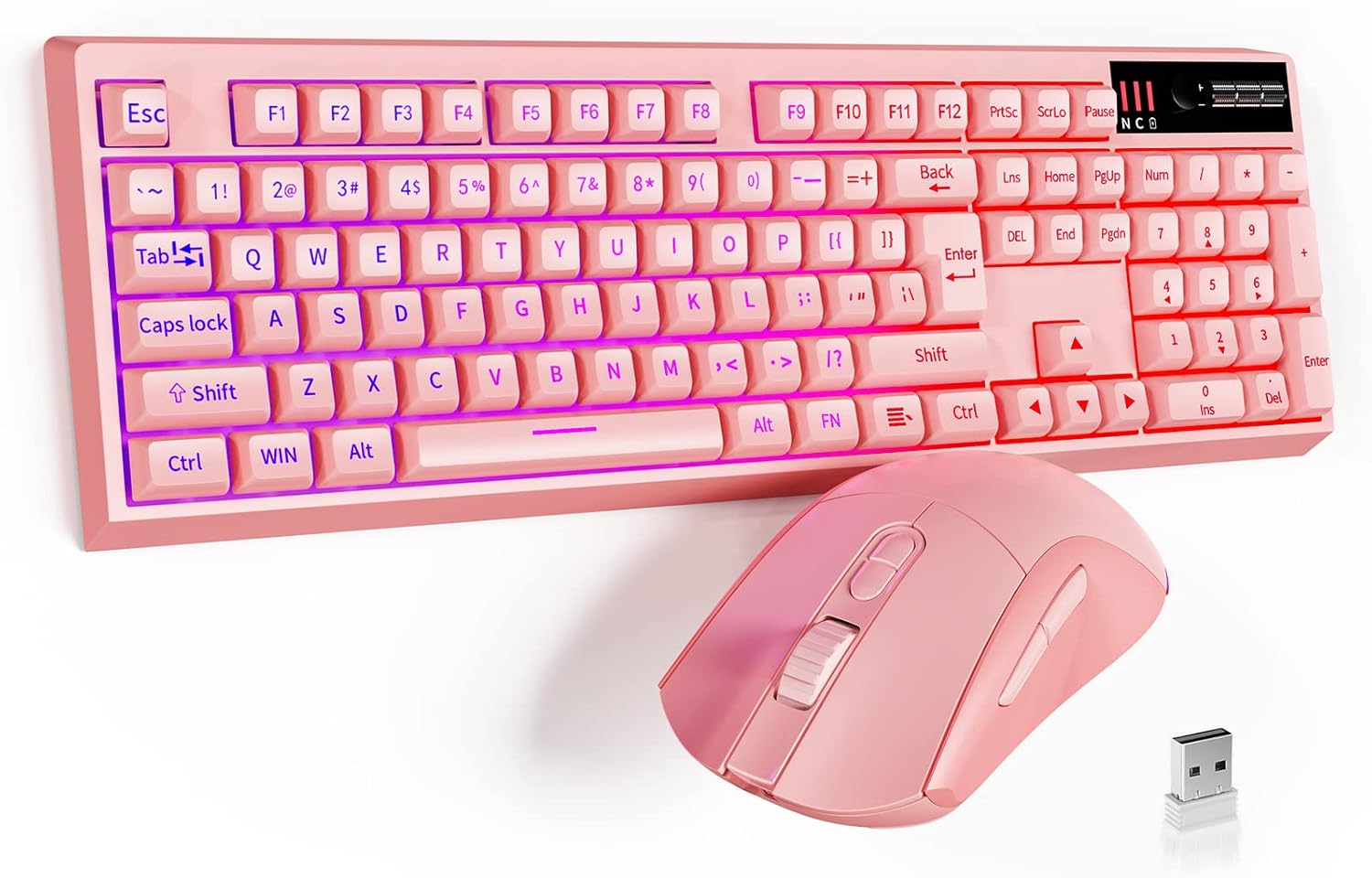 Wireless Gaming Keyboard and Mouse Combo, 87 Key RGB LED Backlight, Black, Pack of 2 R470207