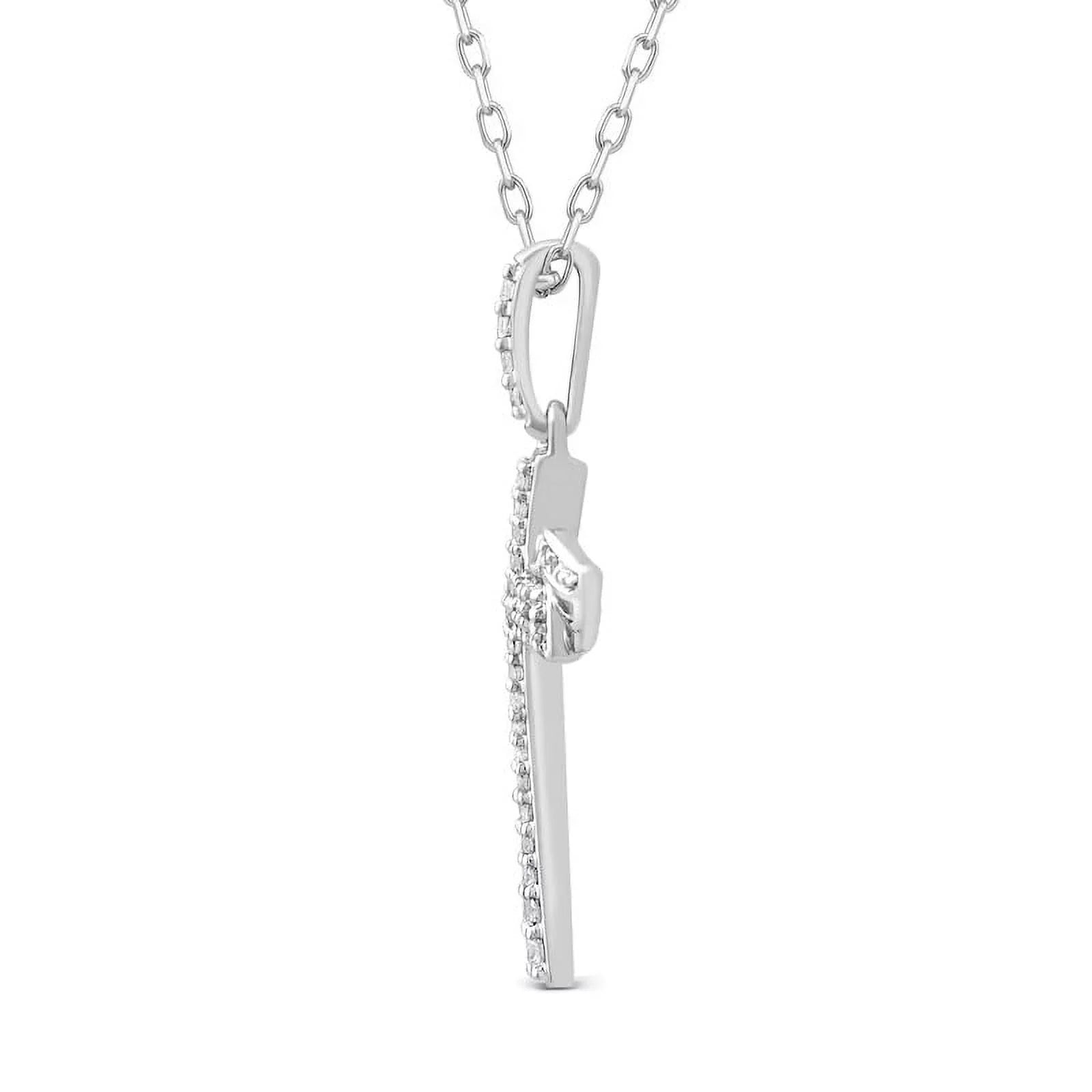 14K White Gold Holy Cross Necklace with Diamond Accents N5091