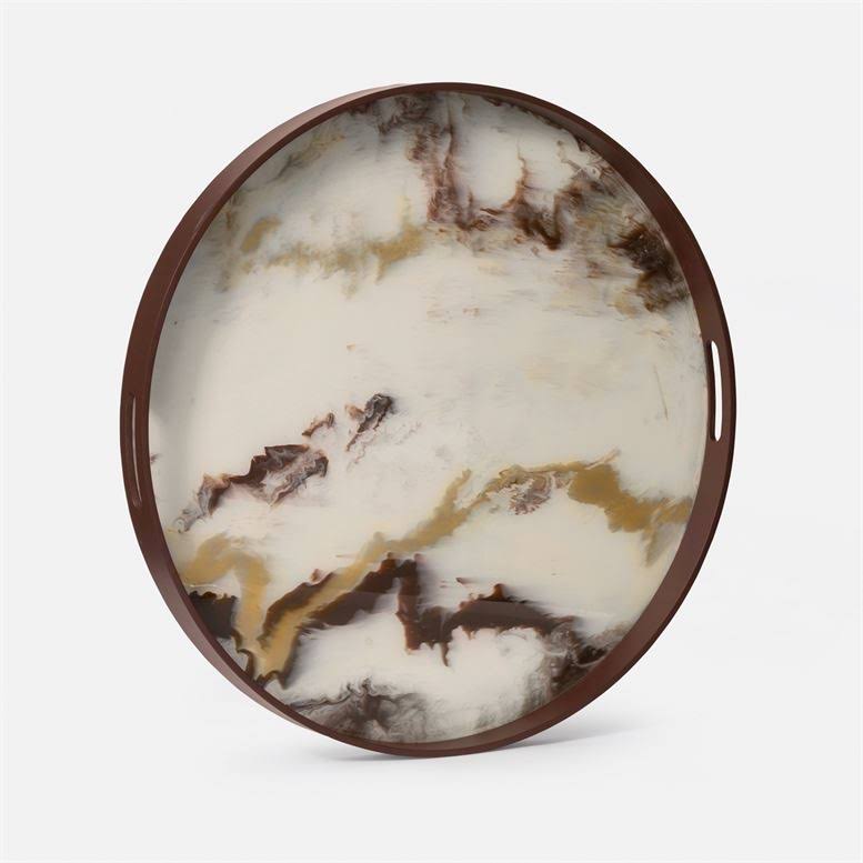 Round Brown/White Resin Tray A1516