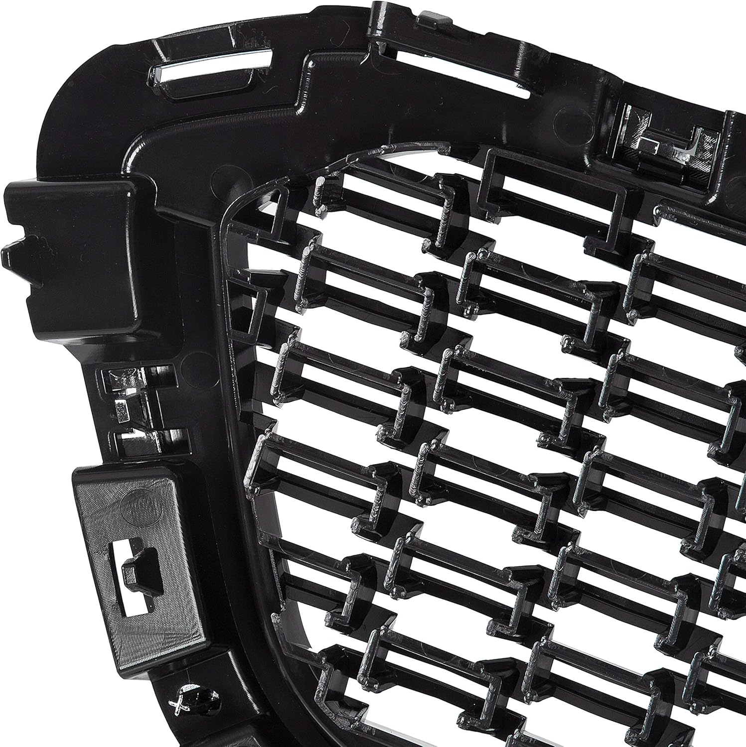 Front Center Grille With Chrome Molding Black Plastic Pack of 2 S161350