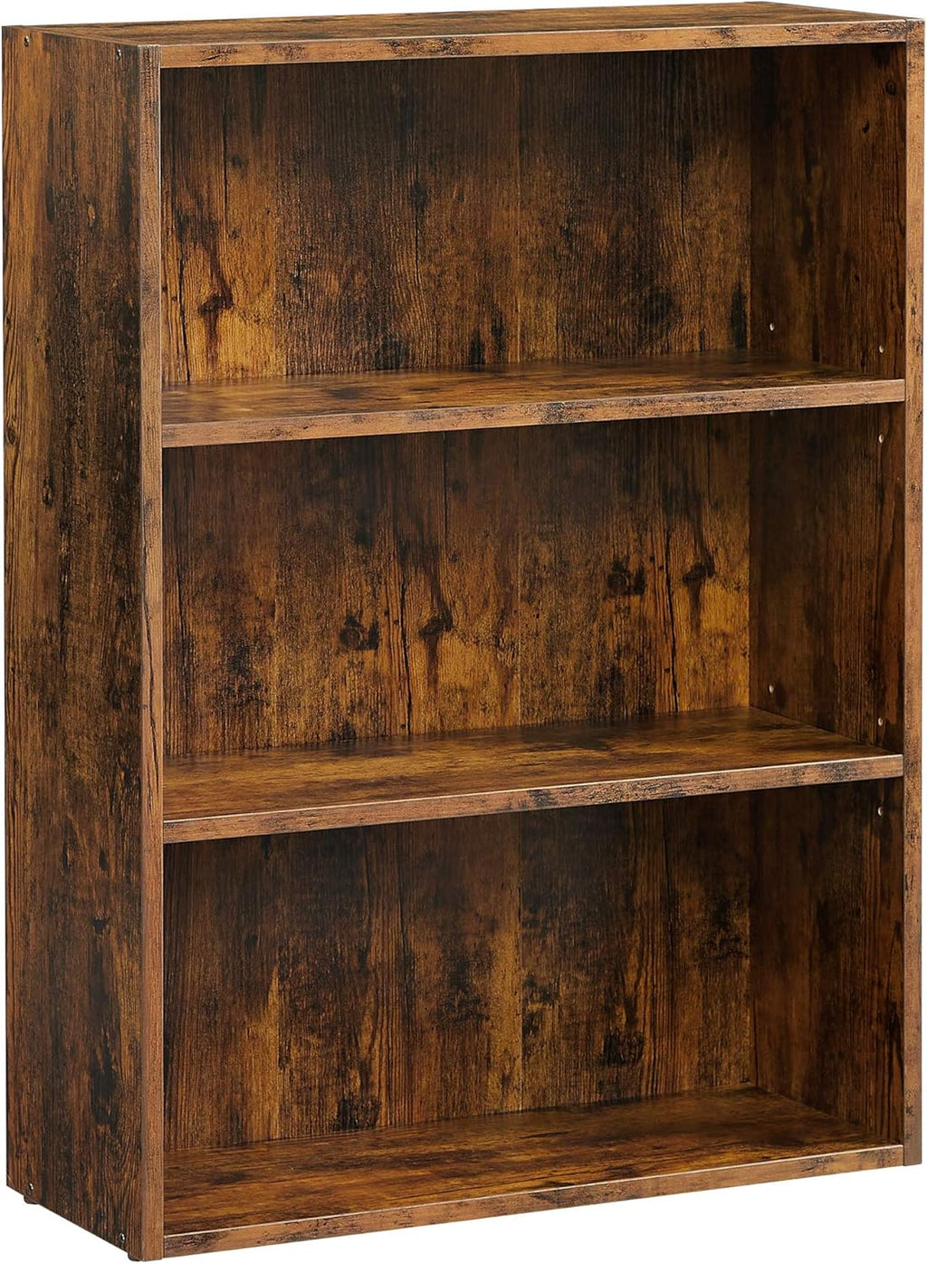 Rustic Brown Open Bookcase with Adjustable Shelves R7716