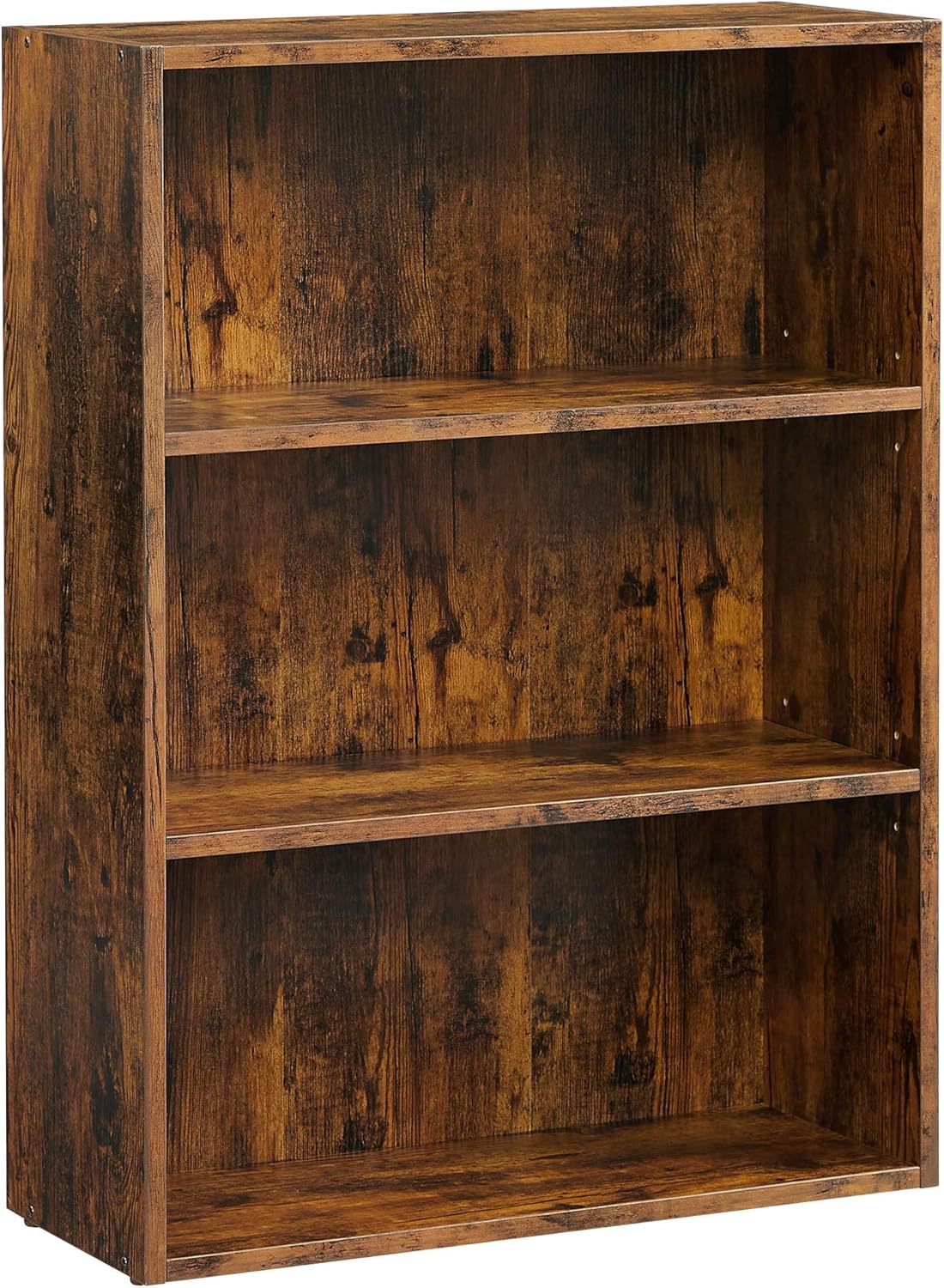Rustic Brown Open Bookcase with Adjustable Shelves R7716