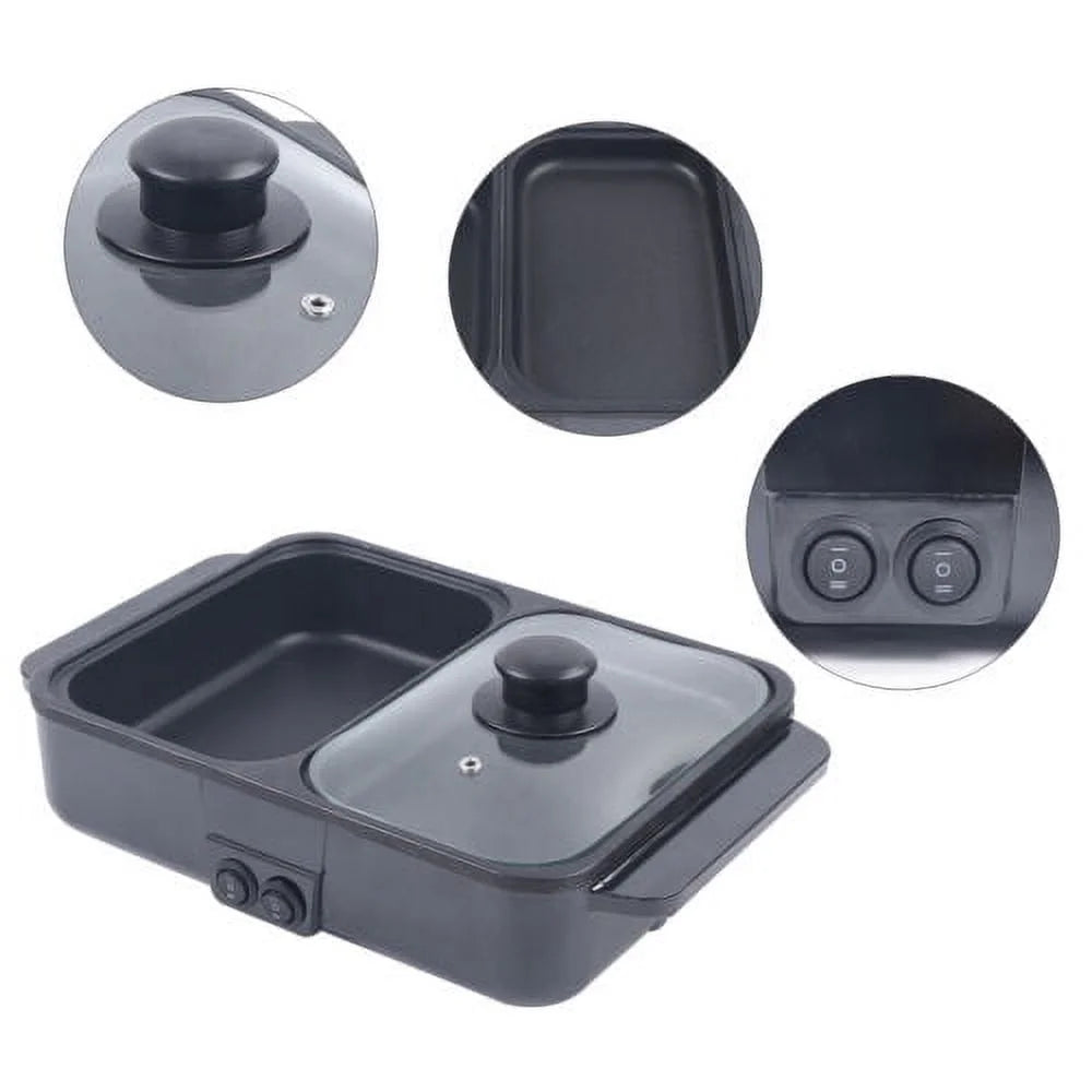 2 in 1 Non-Stick Electric Hot Pot BBQ Grill Pan 110V H393383