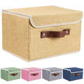 Linen Collapsible Fabric Storage Box with Handle, 6 Pack M31701