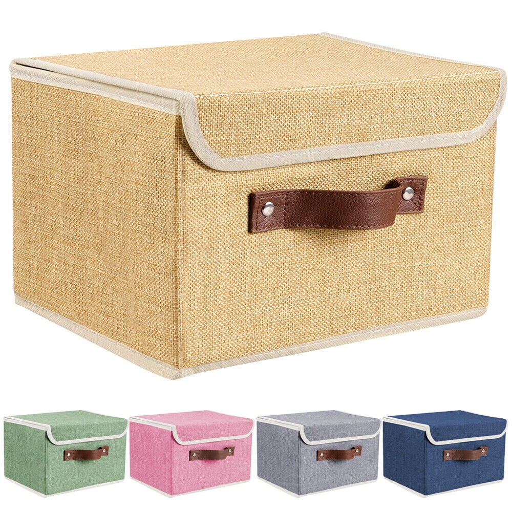 Linen Collapsible Fabric Storage Box with Handle, 6 Pack M31701