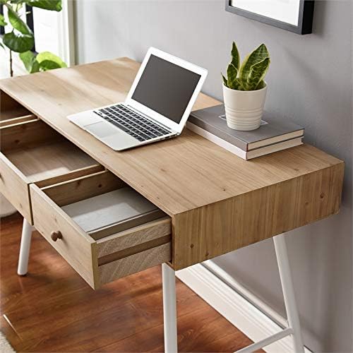 White Wood and Metal Three Drawer Desk L432840