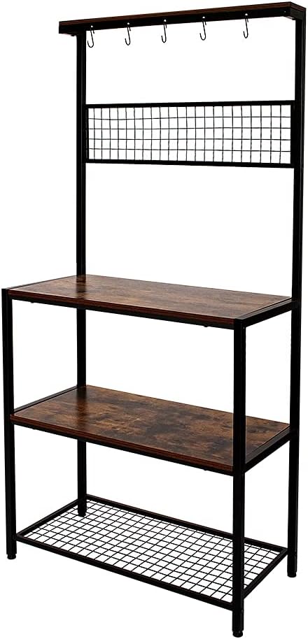 Light Walnut Kitchen Cart with Wooden Top S82814
