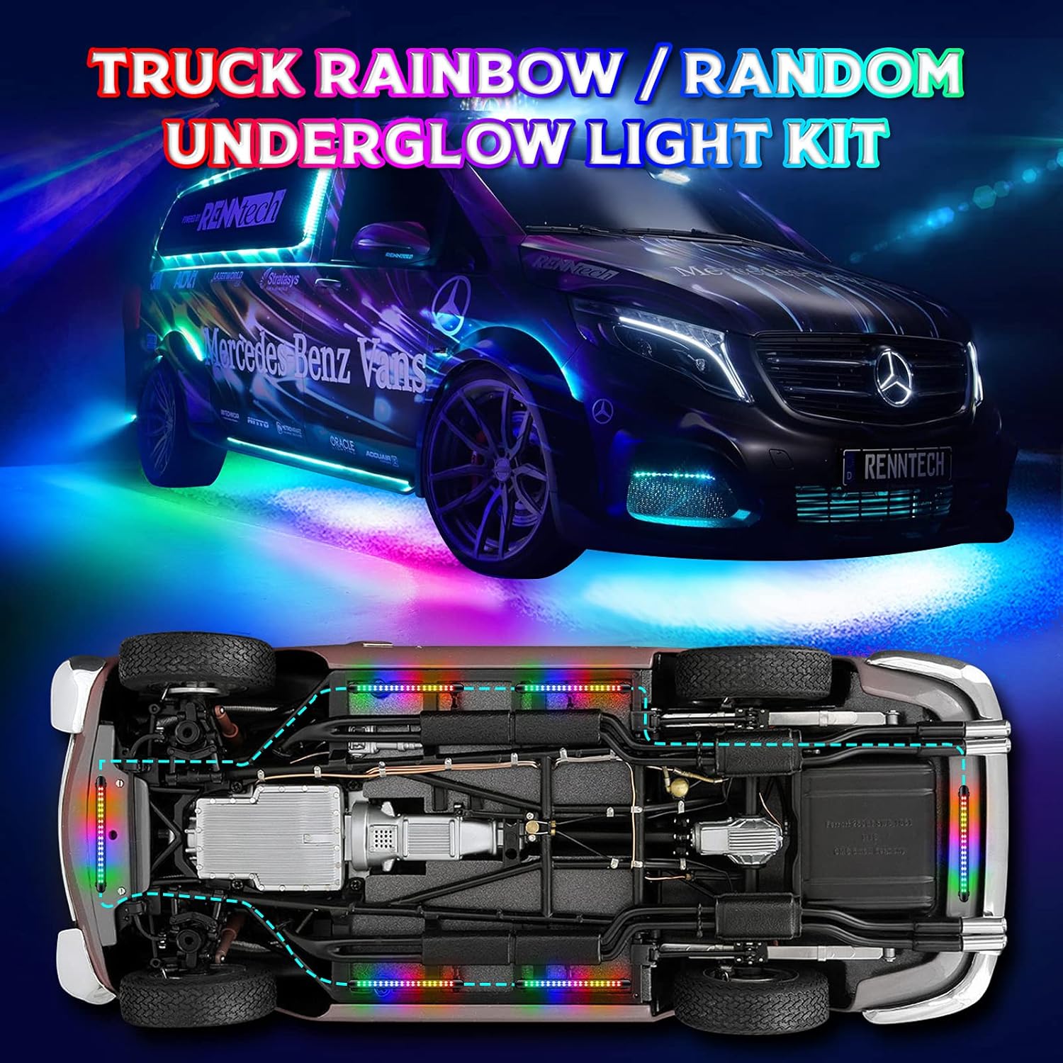 6PCS 216-LEDs Double-Row Neon Underbody LED Strips Kit with APP IP68 12V C78149