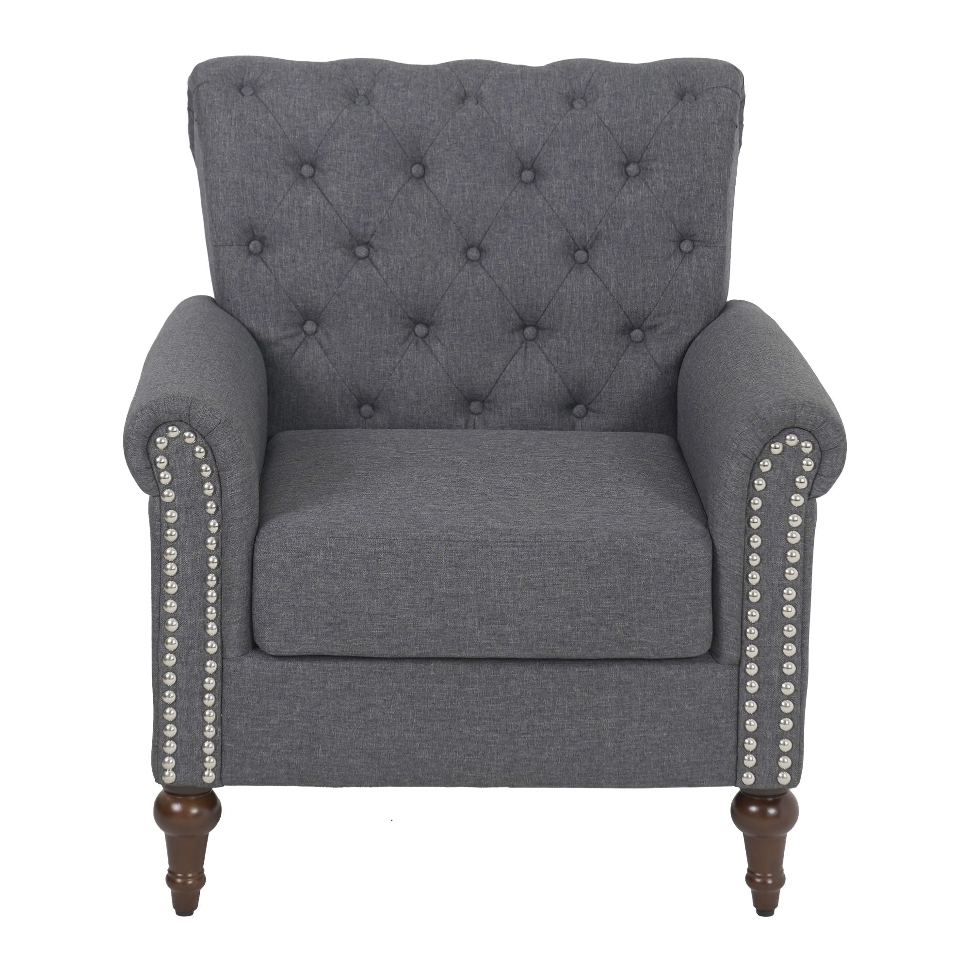 Dark Gray Linen Fabric Accent Arm Chair Z649