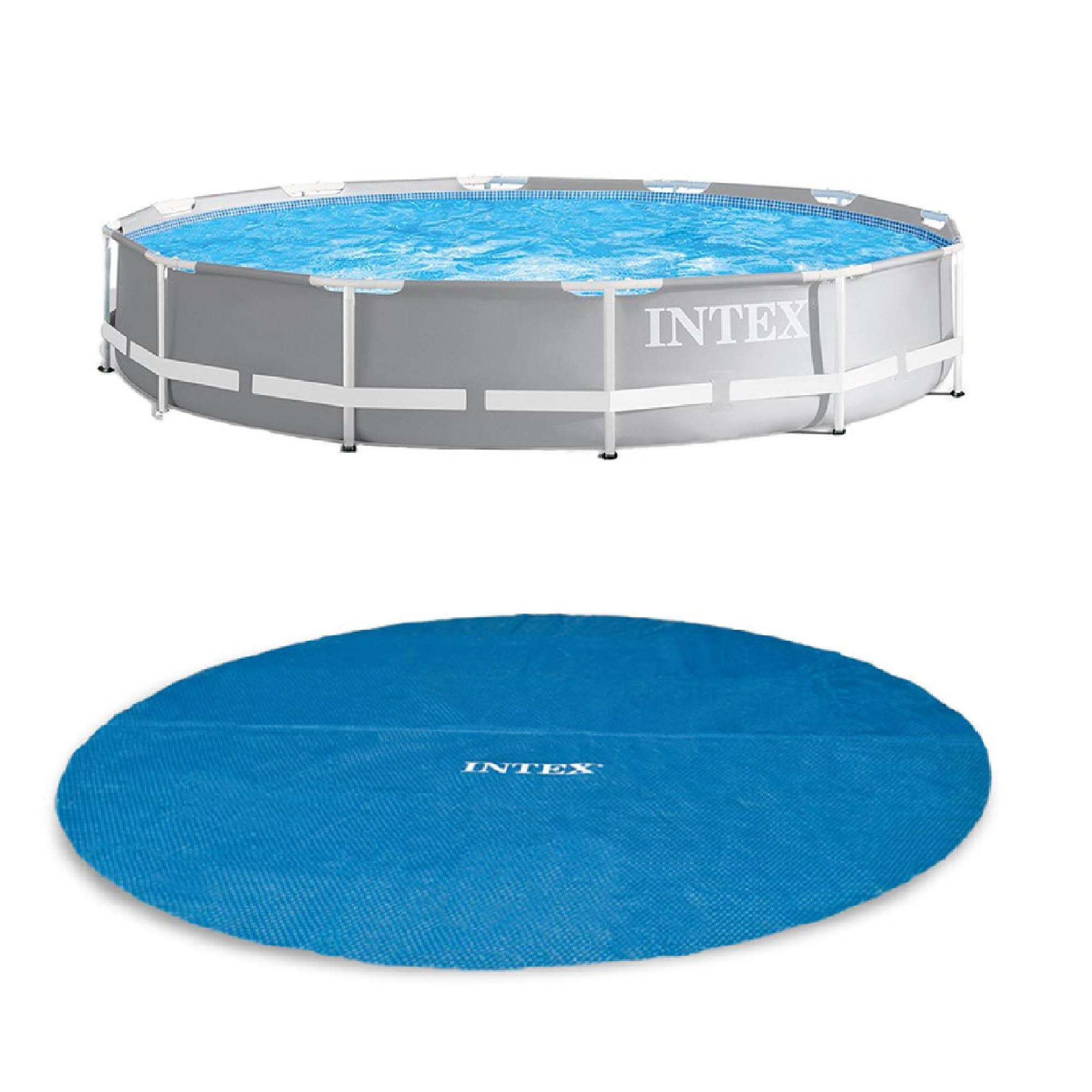 12ft x 30in Prism Frame Above Ground Pool with Solar Cover Tarp Blue V227048