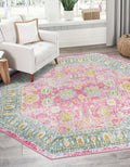 Octagon Pink Floral Rug H279088