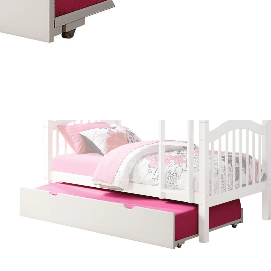 White Wooden Trundle with Caster Wheels and Cut Out Handles L248
