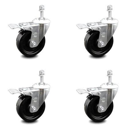 4 inch Phenolic Swivel Caster Set with Total Lock Brake T964