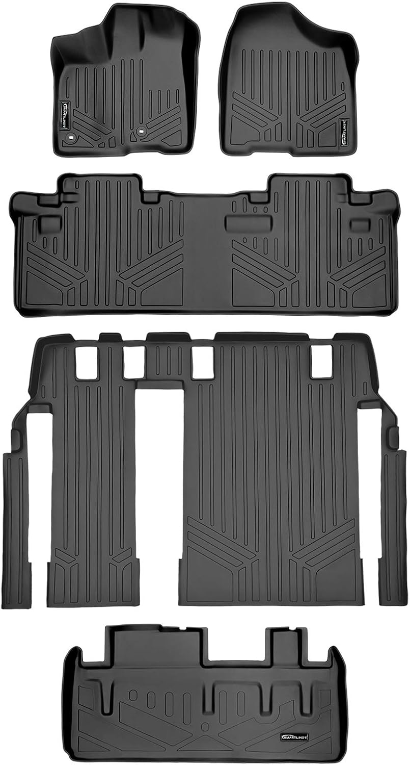 Black Custom Floor Mats 3 Rows and Cargo Liner Set N926