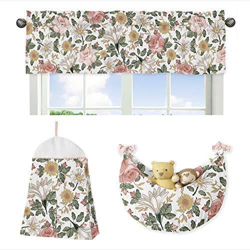 Vintage Floral Boho Baby Girl Nursery Crib Bedding Set with Bumper - 9 Pieces - Blush Pink, Yellow, Green J817