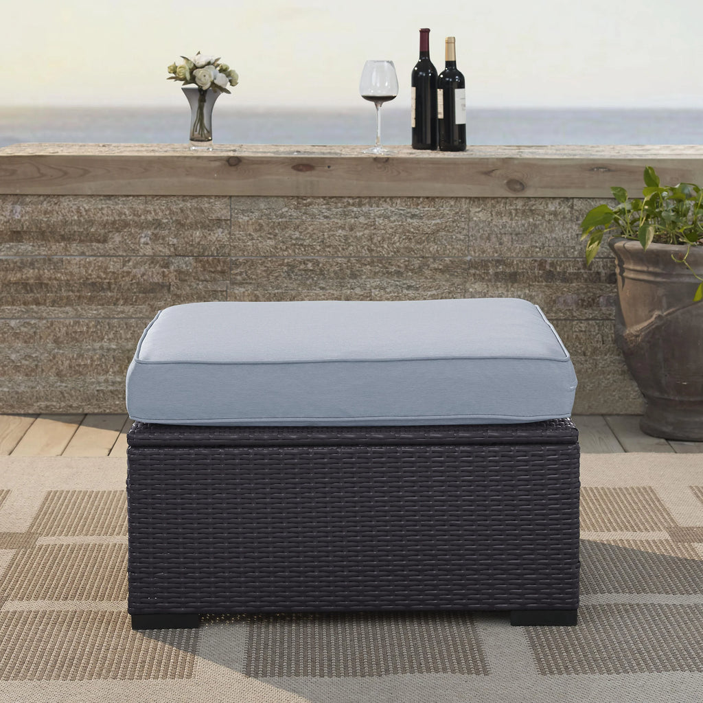 White/Brown Wicker Ottoman G367