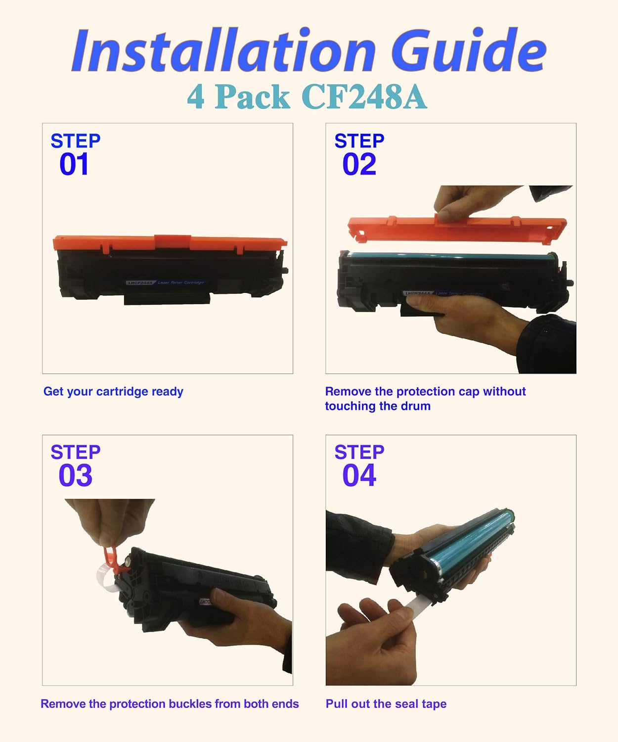 4-Pack Black Toner Cartridge for HP 48A Printer T45914