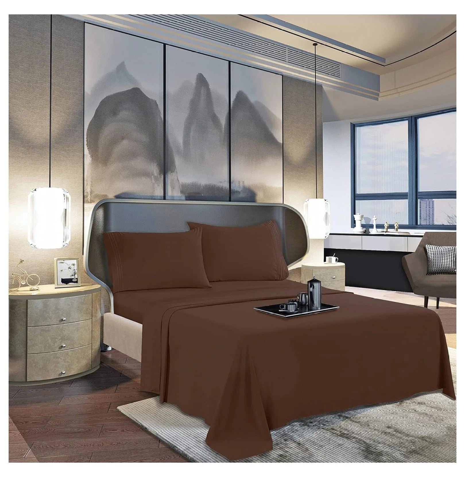 King 4 Piece Sheet Set with Pillowcases, Deep Pocket E40617