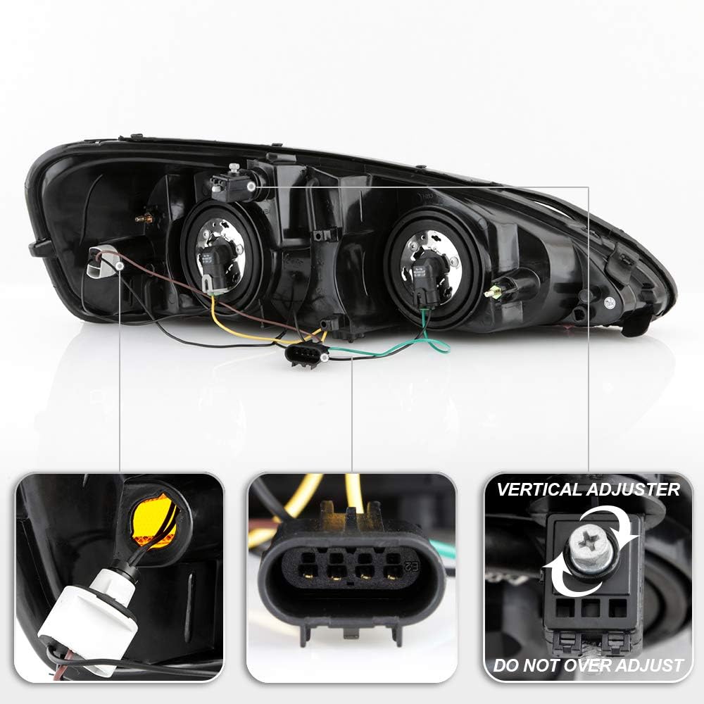 Black Housing LED Tube Headlights Headlamps Assembly V56217