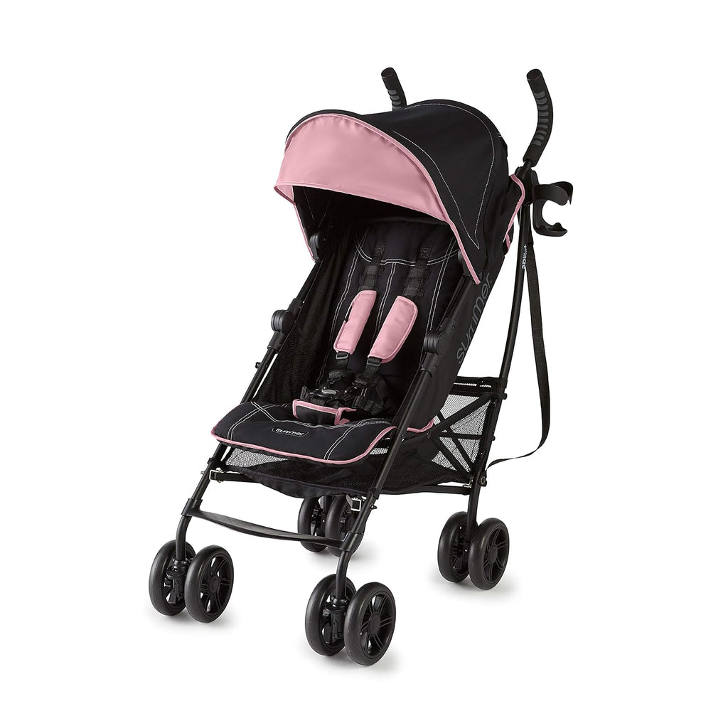 Matte Black Lightweight Umbrella Stroller with Oversized Canopy and Compact Fold S110