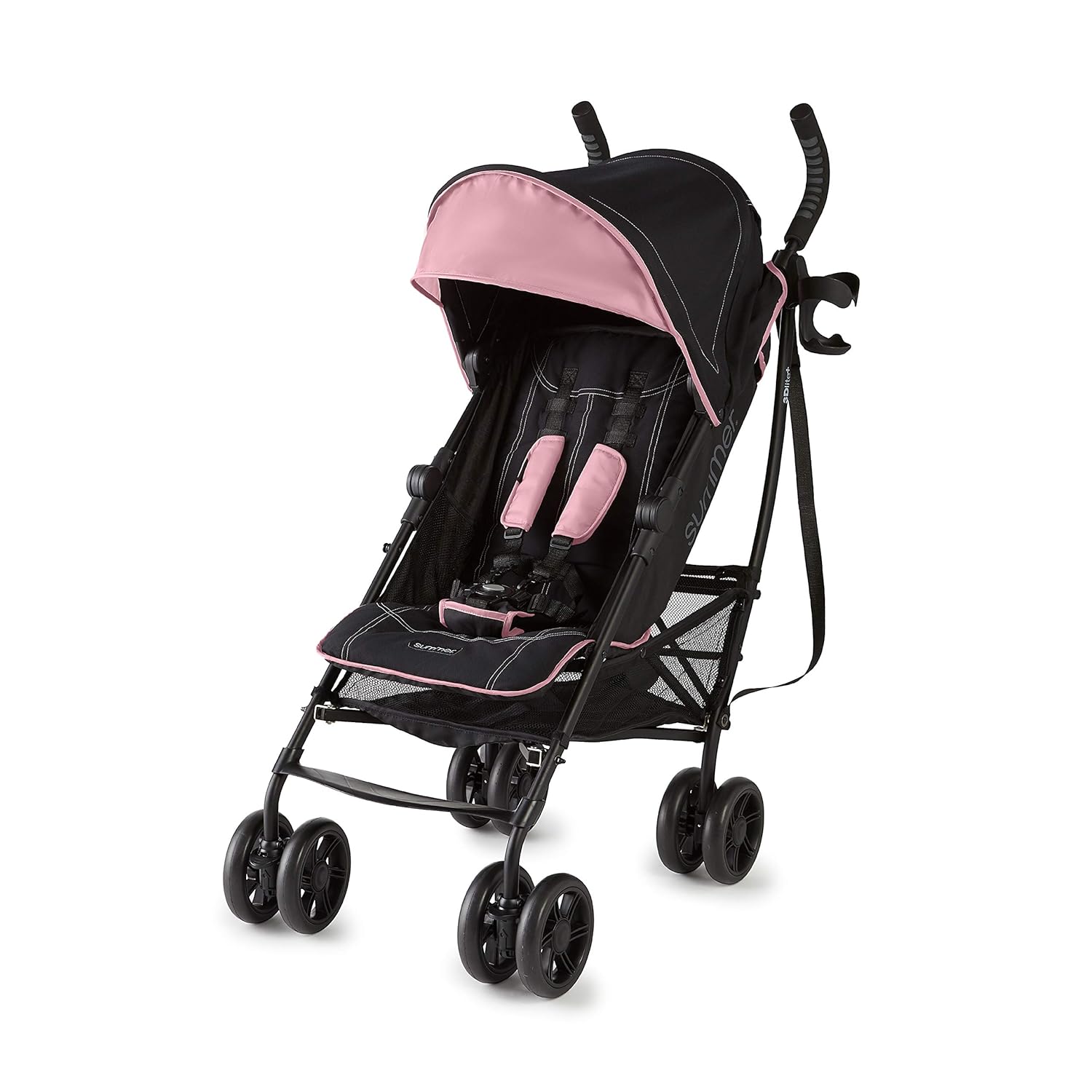 Matte Black Lightweight Umbrella Stroller with Oversized Canopy and Compact Fold S110