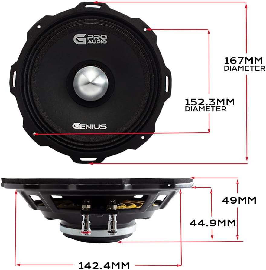 6.5 Midrange Speaker 300 Watts Max 120 Watts RMS 4 Ohm Pack of 2 U92786