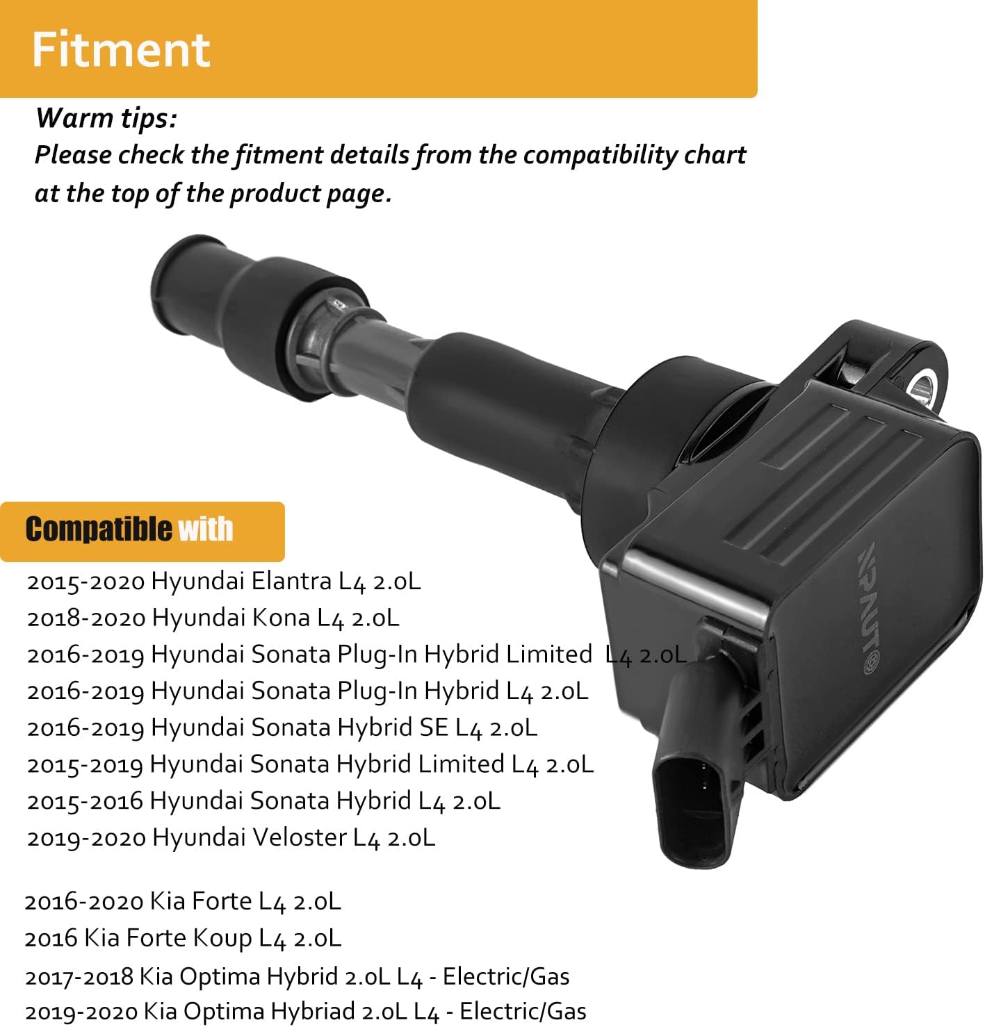 Ignition Coil Pack Set of 4 for 2.0L L4 Hyundai Elantra Sonata Veloster Kia Forte Optima O7784