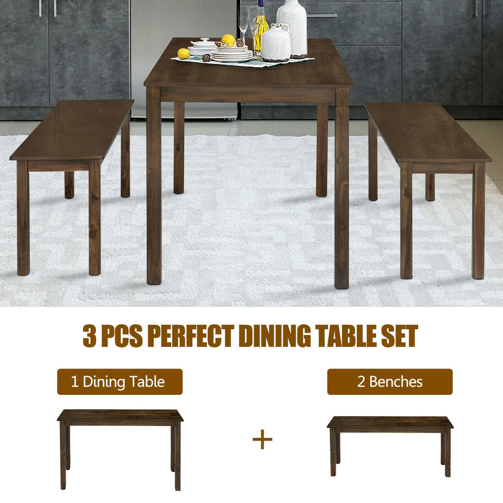 3pcs Dining Table with 2 Benches O234120