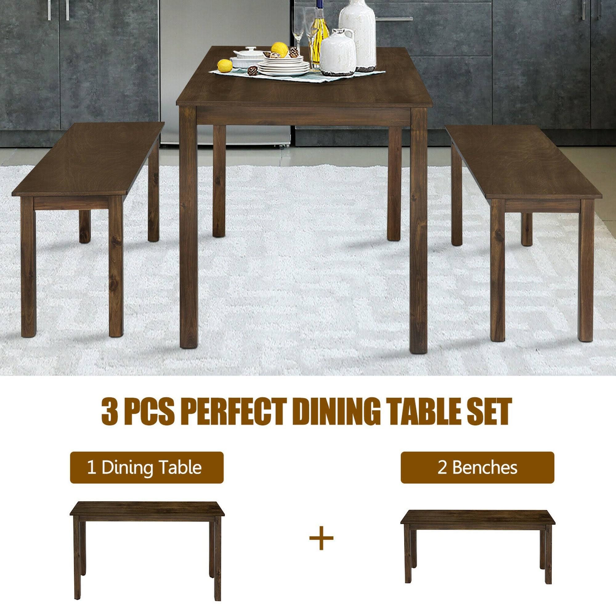 3pcs Dining Table with 2 Benches O234120