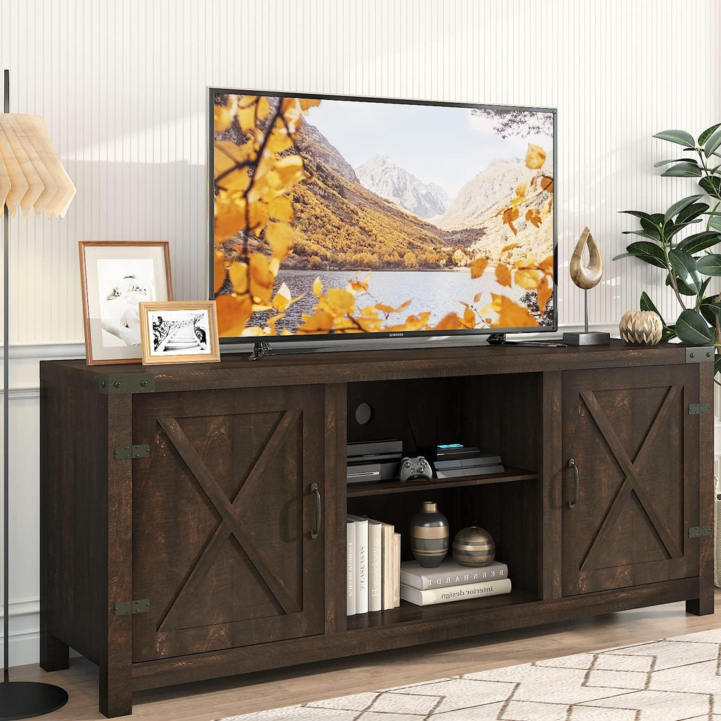 Espresso TV Stand with 3-Level Adjustable Storage Shelves Z74285