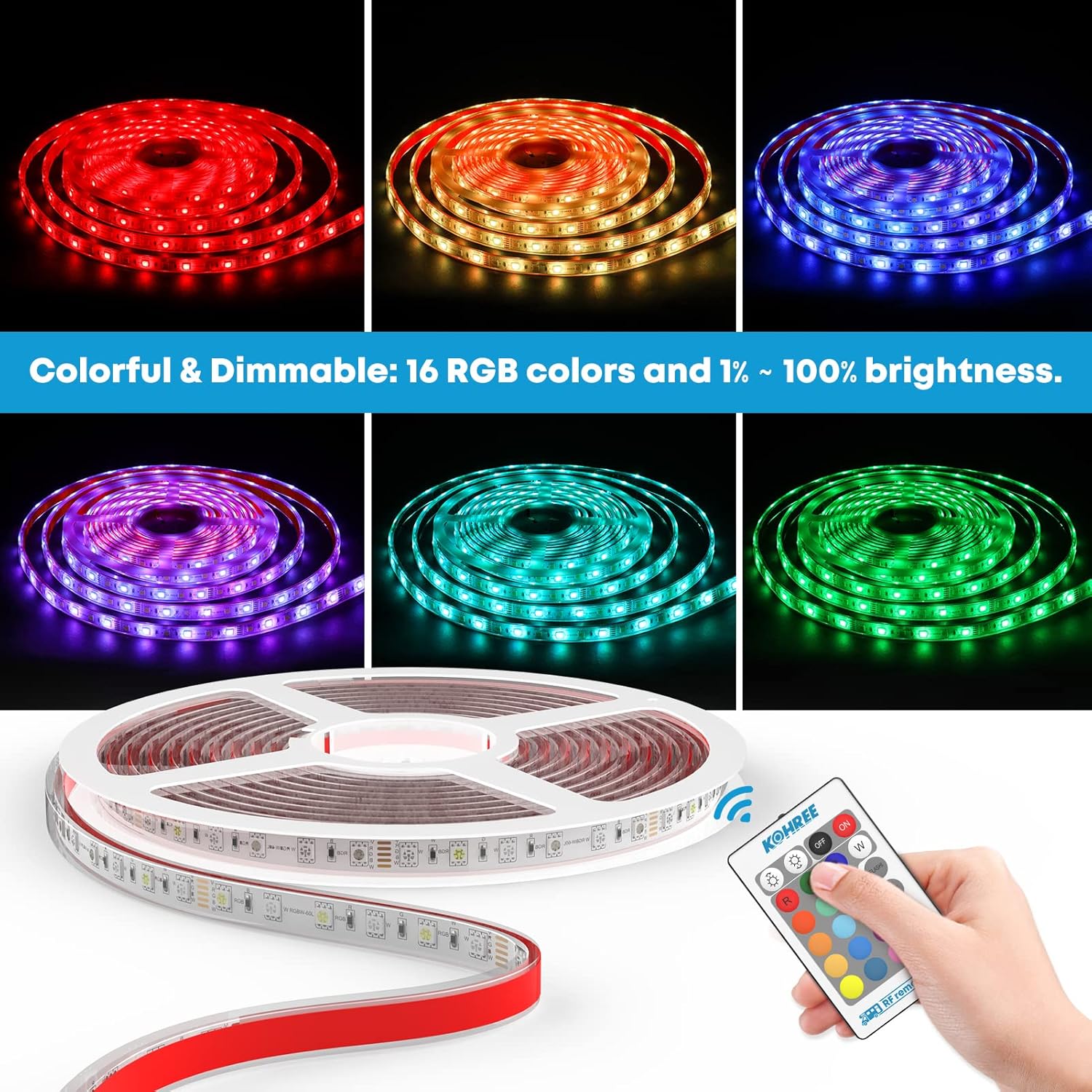 20FT RGB Dimmable Waterproof 12V LED Strip Light Kit C407151