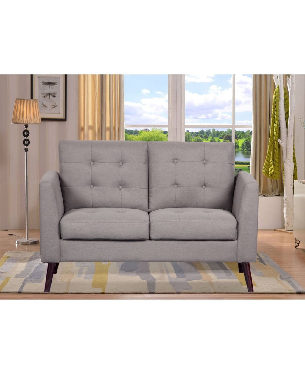 Gray Fabric Loveseat M178