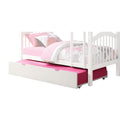 White Wooden Trundle with Caster Wheels and Cut Out Handles L248