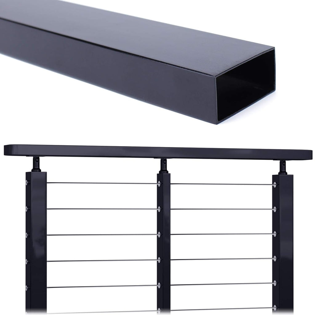 6.6Ft Stainless Steel Handrail Black Powder Coated Round Pipe Tube Y6370