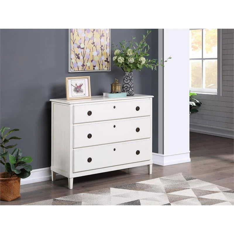 Antique White 3-Drawer Wood Dresser J15584